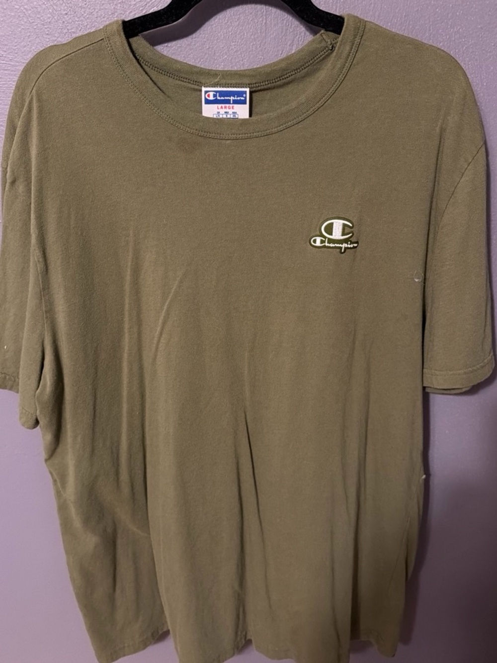 Champion Olive Green Logo Crewneck T-Shirt